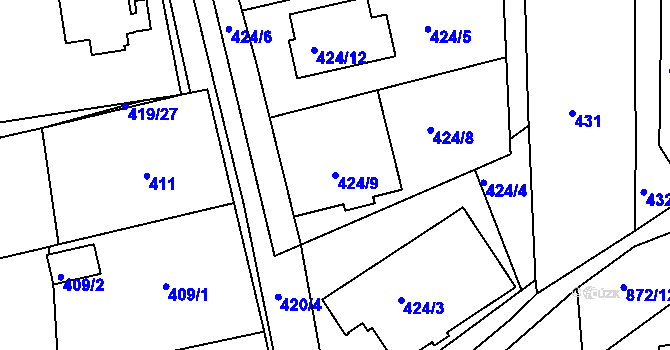 Parcela st. 424/9 v KÚ Čekanice u Tábora, Katastrální mapa