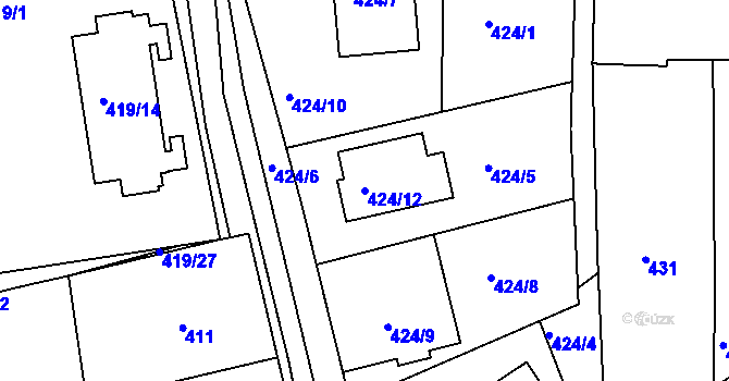 Parcela st. 424/12 v KÚ Čekanice u Tábora, Katastrální mapa
