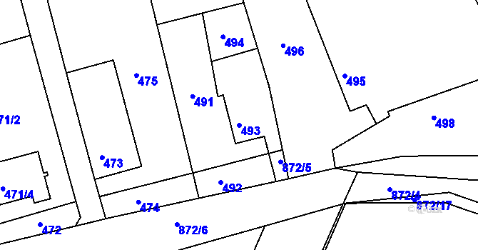 Parcela st. 493 v KÚ Čekanice u Tábora, Katastrální mapa