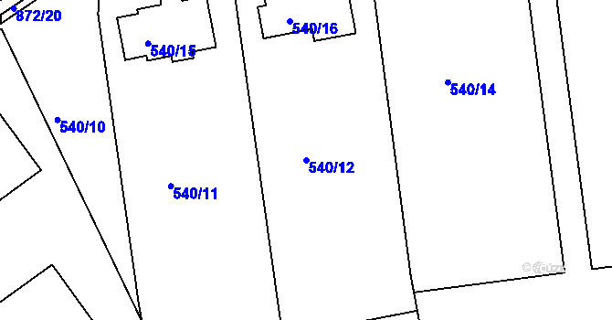 Parcela st. 540/12 v KÚ Čekanice u Tábora, Katastrální mapa
