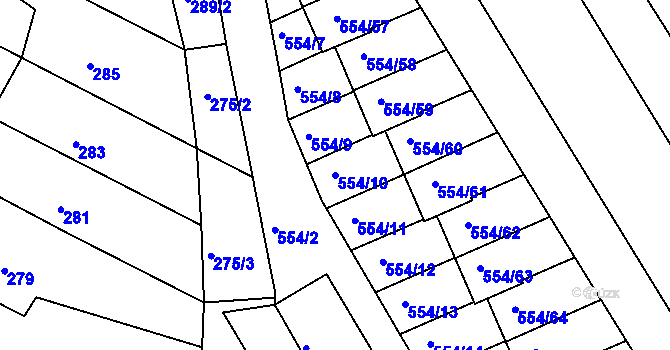 Parcela st. 554/10 v KÚ Čekanice u Tábora, Katastrální mapa