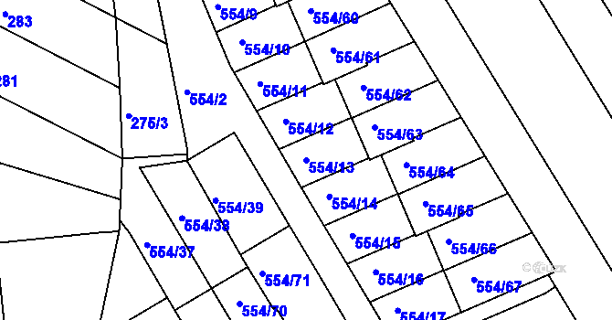 Parcela st. 554/13 v KÚ Čekanice u Tábora, Katastrální mapa