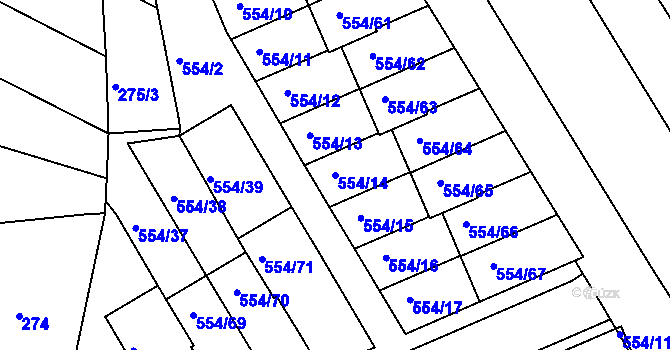 Parcela st. 554/14 v KÚ Čekanice u Tábora, Katastrální mapa