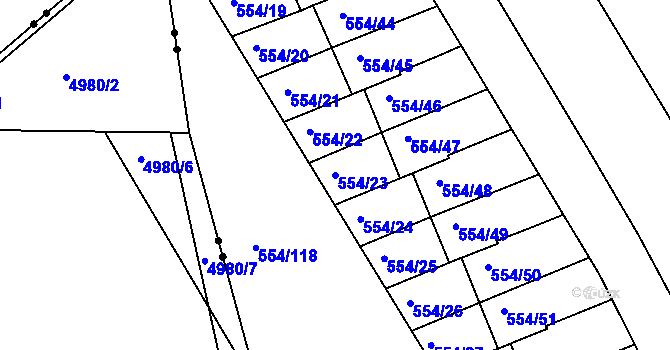 Parcela st. 554/23 v KÚ Čekanice u Tábora, Katastrální mapa