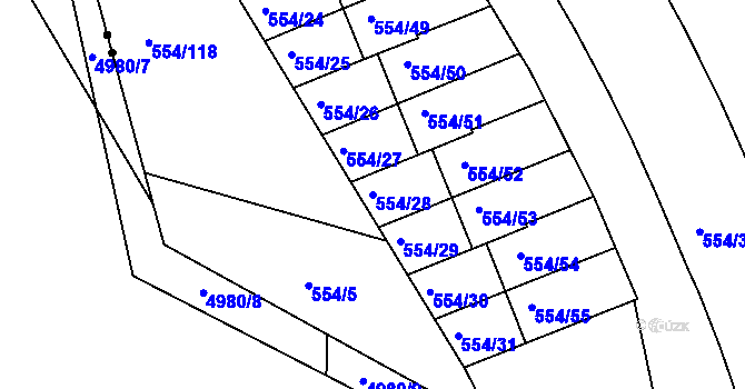 Parcela st. 554/28 v KÚ Čekanice u Tábora, Katastrální mapa