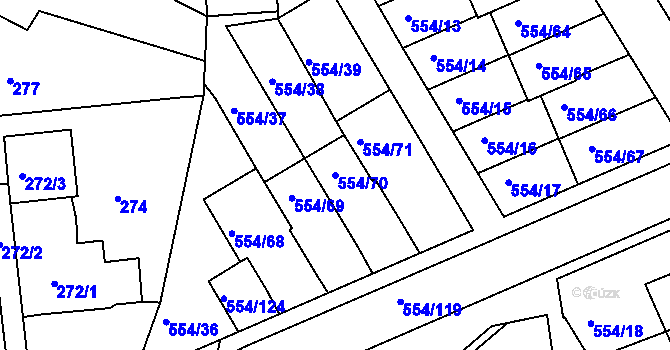 Parcela st. 554/70 v KÚ Čekanice u Tábora, Katastrální mapa