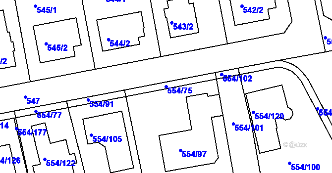 Parcela st. 554/75 v KÚ Čekanice u Tábora, Katastrální mapa