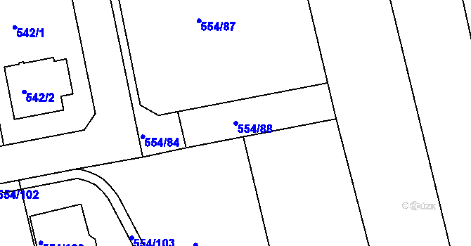 Parcela st. 554/88 v KÚ Čekanice u Tábora, Katastrální mapa
