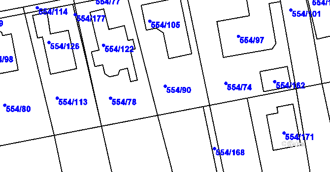 Parcela st. 554/90 v KÚ Čekanice u Tábora, Katastrální mapa