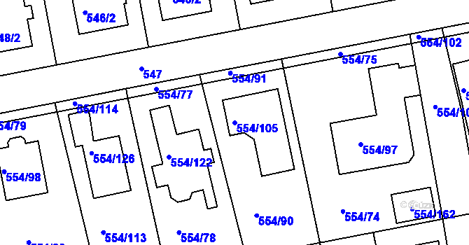 Parcela st. 554/105 v KÚ Čekanice u Tábora, Katastrální mapa