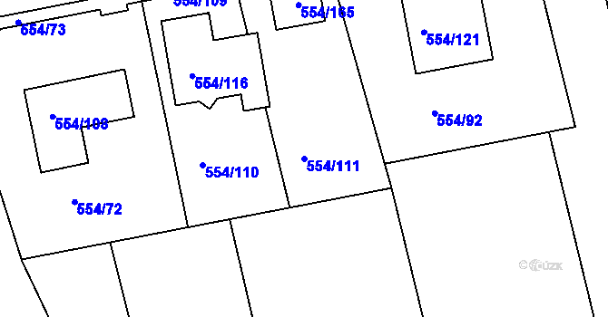 Parcela st. 554/111 v KÚ Čekanice u Tábora, Katastrální mapa