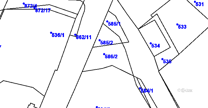 Parcela st. 586/2 v KÚ Čekanice u Tábora, Katastrální mapa