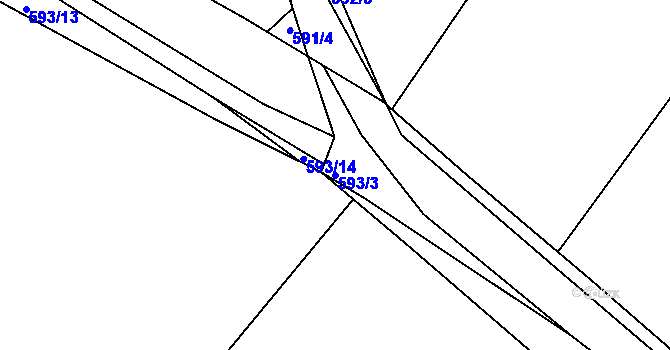 Parcela st. 593/3 v KÚ Čekanice u Tábora, Katastrální mapa