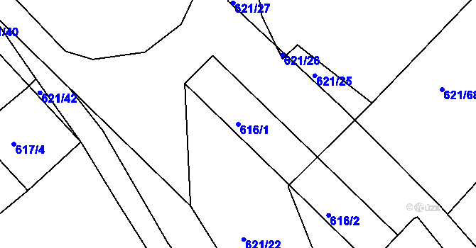 Parcela st. 616/1 v KÚ Čekanice u Tábora, Katastrální mapa