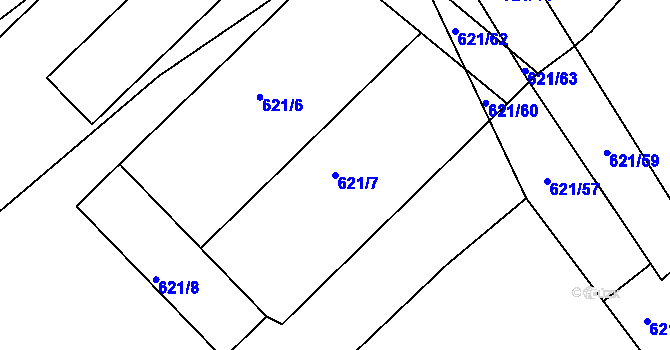 Parcela st. 621/7 v KÚ Čekanice u Tábora, Katastrální mapa