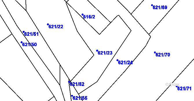Parcela st. 621/23 v KÚ Čekanice u Tábora, Katastrální mapa