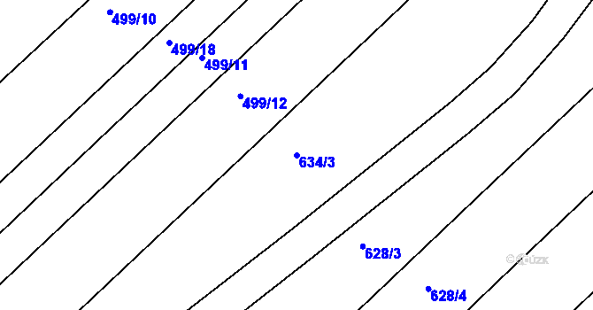 Parcela st. 634/3 v KÚ Čekanice u Tábora, Katastrální mapa