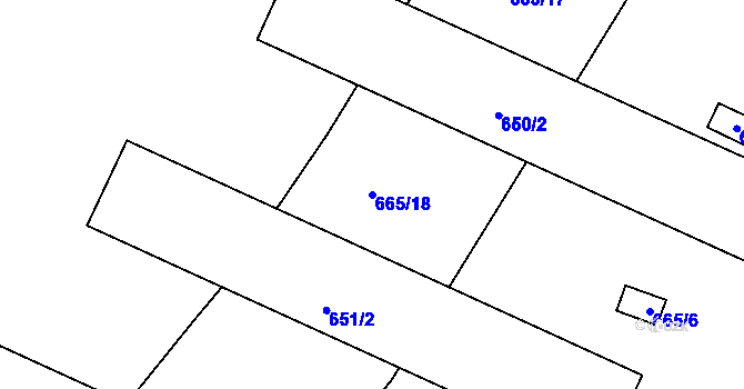 Parcela st. 665/18 v KÚ Čekanice u Tábora, Katastrální mapa