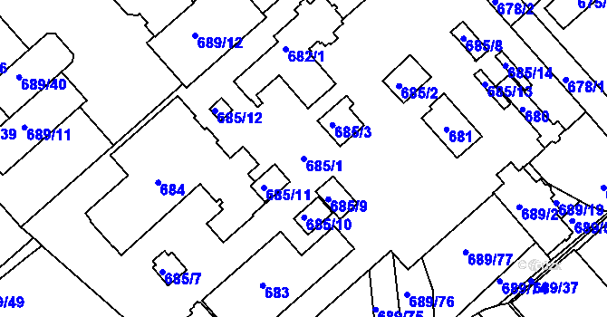 Parcela st. 685/1 v KÚ Čekanice u Tábora, Katastrální mapa