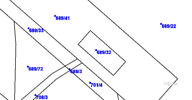 Parcela st. 689/32 v KÚ Čekanice u Tábora, Katastrální mapa