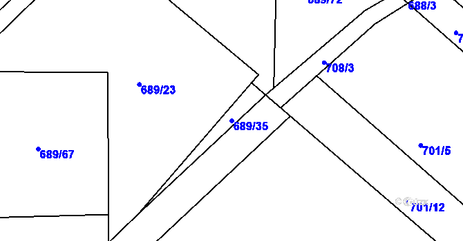 Parcela st. 689/35 v KÚ Čekanice u Tábora, Katastrální mapa