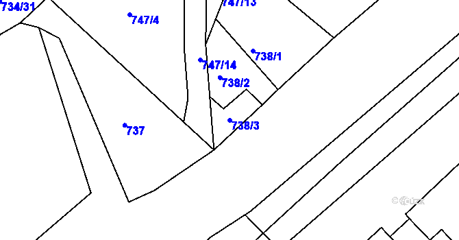 Parcela st. 738/3 v KÚ Čekanice u Tábora, Katastrální mapa