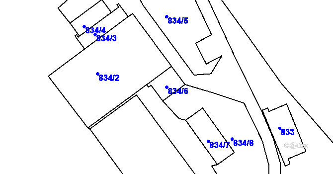 Parcela st. 834/6 v KÚ Čekanice u Tábora, Katastrální mapa