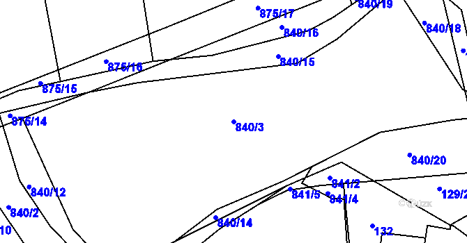 Parcela st. 840/3 v KÚ Čekanice u Tábora, Katastrální mapa