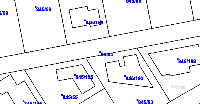 Parcela st. 845/4 v KÚ Čekanice u Tábora, Katastrální mapa