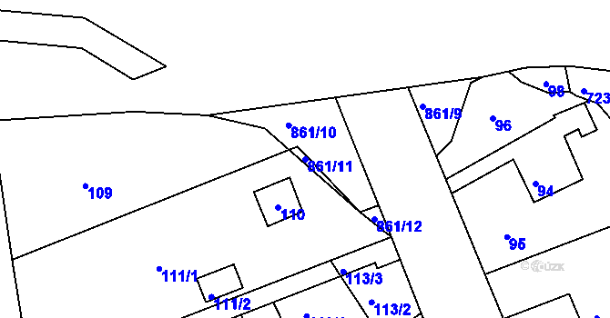 Parcela st. 861/11 v KÚ Čekanice u Tábora, Katastrální mapa