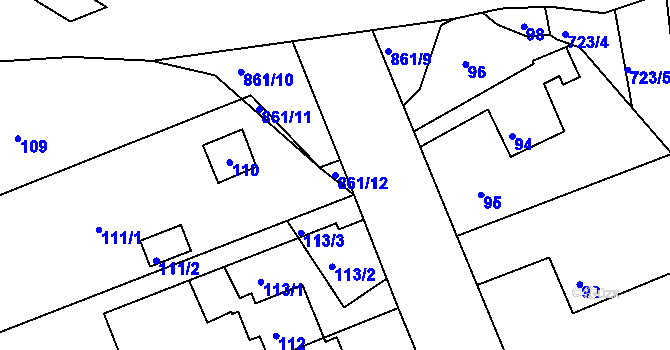 Parcela st. 861/12 v KÚ Čekanice u Tábora, Katastrální mapa