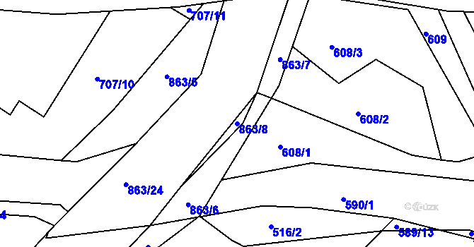 Parcela st. 863/8 v KÚ Čekanice u Tábora, Katastrální mapa