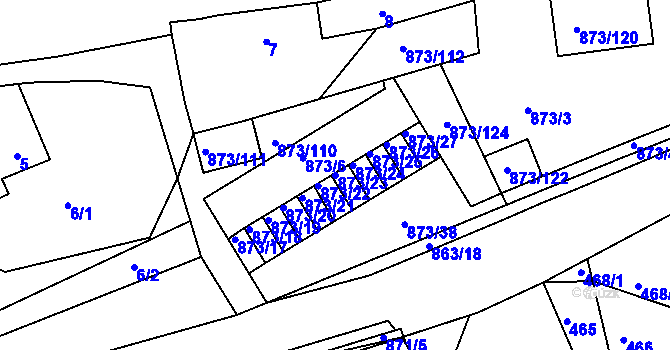 Parcela st. 873/23 v KÚ Čekanice u Tábora, Katastrální mapa