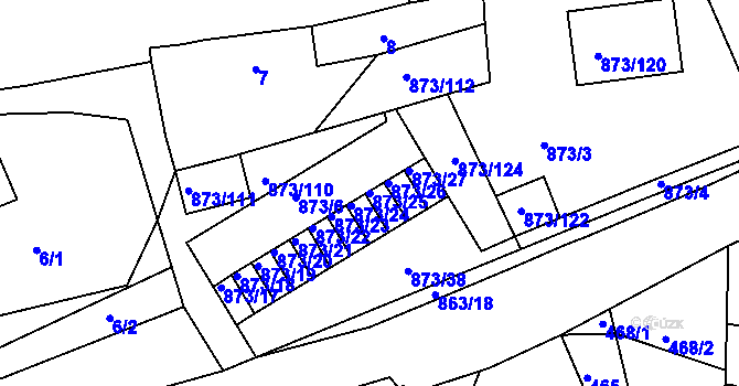 Parcela st. 873/25 v KÚ Čekanice u Tábora, Katastrální mapa
