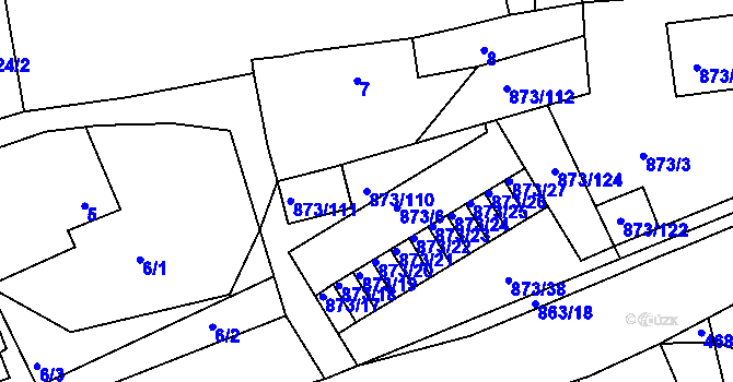 Parcela st. 873/110 v KÚ Čekanice u Tábora, Katastrální mapa