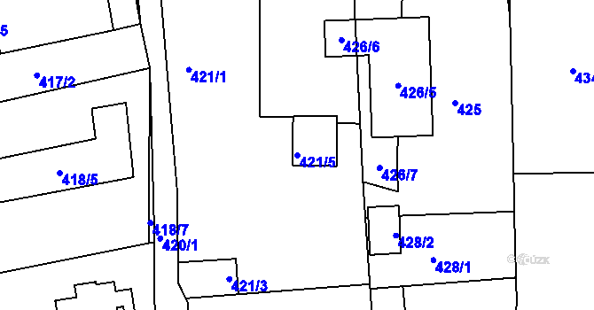 Parcela st. 421/5 v KÚ Čekanice u Tábora, Katastrální mapa