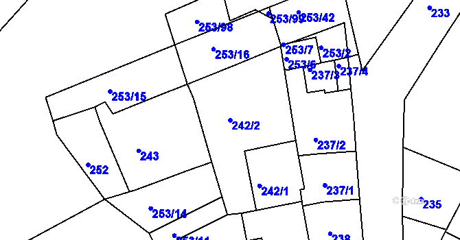 Parcela st. 242/2 v KÚ Čekanice u Tábora, Katastrální mapa
