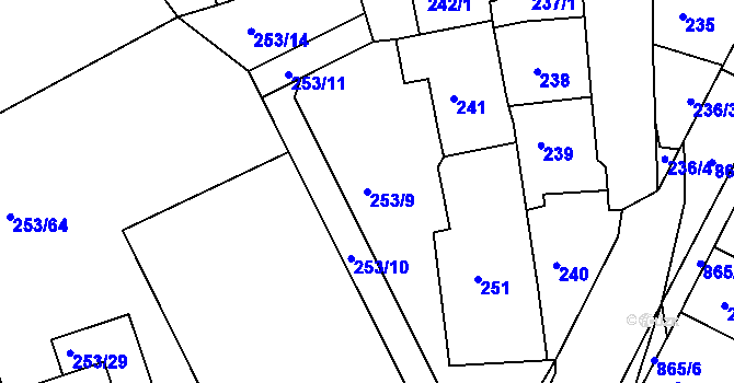 Parcela st. 253/9 v KÚ Čekanice u Tábora, Katastrální mapa