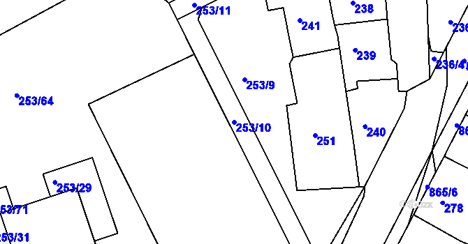 Parcela st. 253/10 v KÚ Čekanice u Tábora, Katastrální mapa