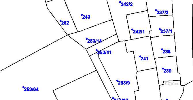 Parcela st. 253/11 v KÚ Čekanice u Tábora, Katastrální mapa