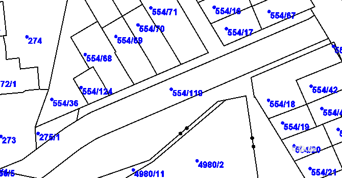 Parcela st. 554/119 v KÚ Čekanice u Tábora, Katastrální mapa
