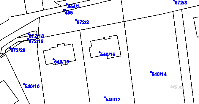 Parcela st. 540/16 v KÚ Čekanice u Tábora, Katastrální mapa