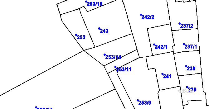 Parcela st. 253/14 v KÚ Čekanice u Tábora, Katastrální mapa