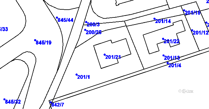 Parcela st. 201/21 v KÚ Čekanice u Tábora, Katastrální mapa