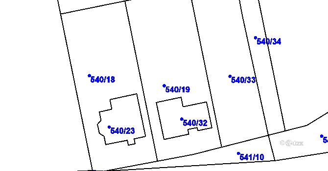 Parcela st. 540/19 v KÚ Čekanice u Tábora, Katastrální mapa
