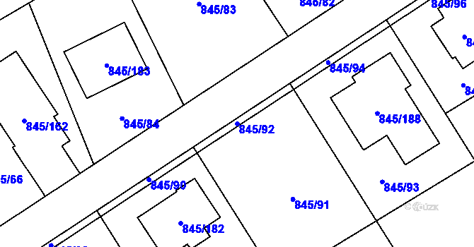 Parcela st. 845/92 v KÚ Čekanice u Tábora, Katastrální mapa