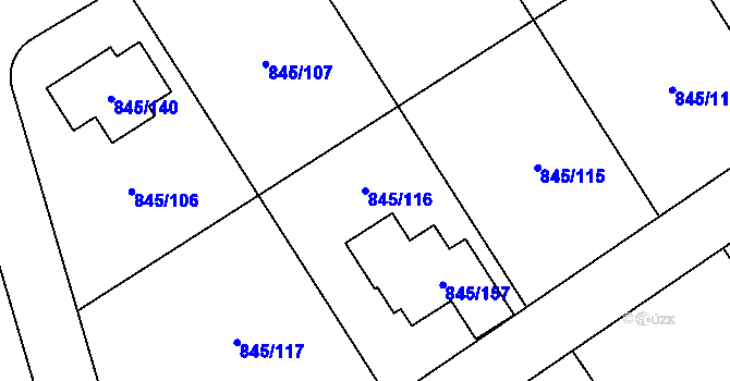 Parcela st. 845/116 v KÚ Čekanice u Tábora, Katastrální mapa