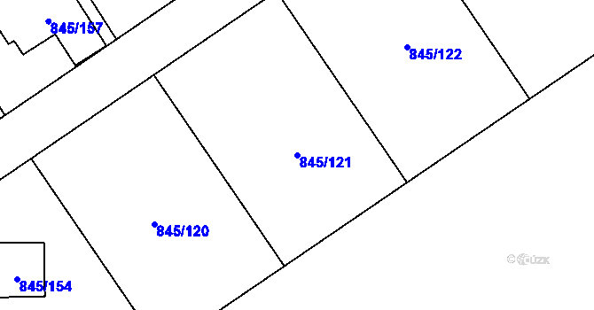 Parcela st. 845/121 v KÚ Čekanice u Tábora, Katastrální mapa
