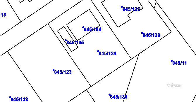 Parcela st. 845/124 v KÚ Čekanice u Tábora, Katastrální mapa