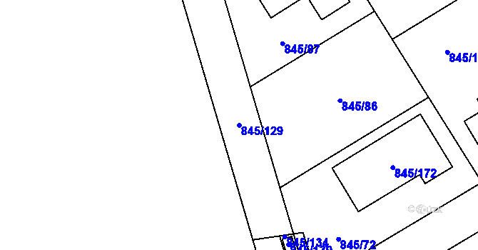 Parcela st. 845/129 v KÚ Čekanice u Tábora, Katastrální mapa